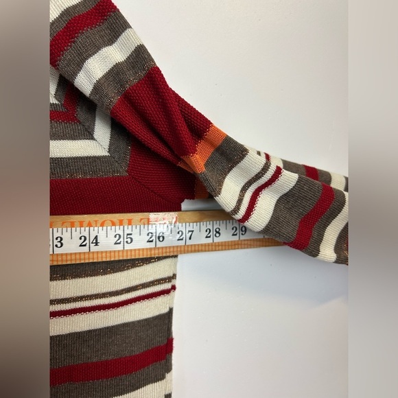 VTG Alfred Dunner 2X Cardigan Sweater Button Down Striped Gold Shiny Preppy - Picture 11 of 13